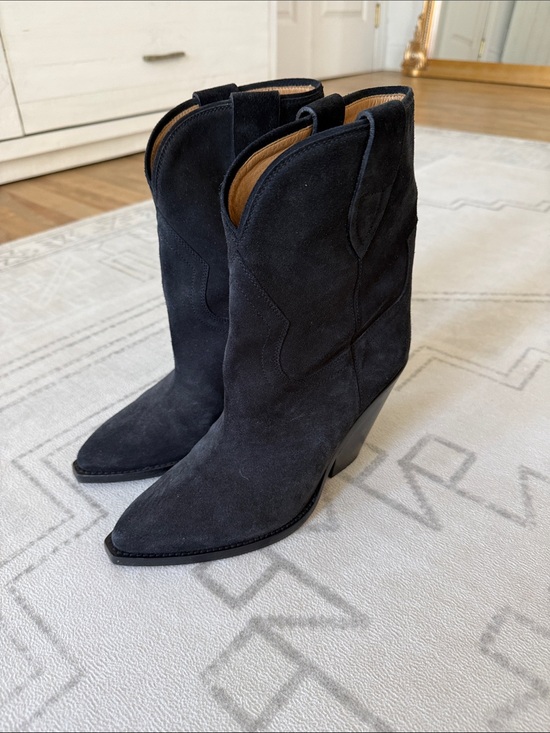 Isabel Marant Shoes - Isabel Marant Black Suede Pointed-Toe Western Heel Boots